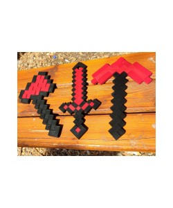 Oyuncak Red Stone Kılıç-kazma-balta Üçlü Set/minecraft Çocuk Oyuncak Üçlü Set/ Çocuklara Hediye