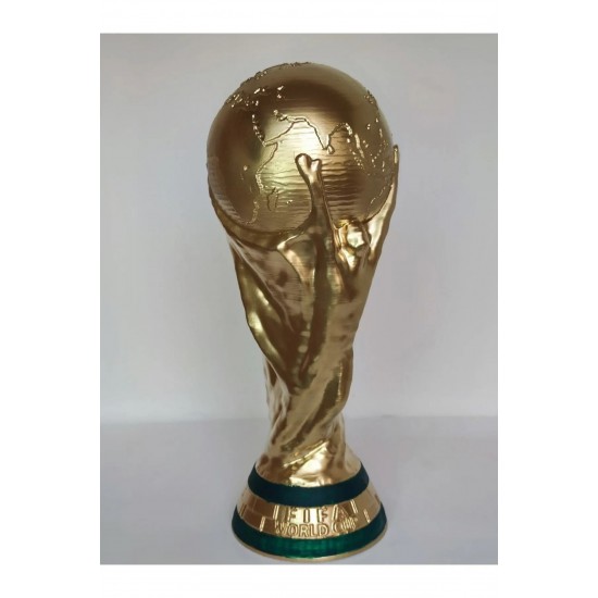 37 Cm Boy Dünya Kupası Gold Kaplama Gerçek Boyut Messi Qatar Futbol (PRENİUM ÜRÜN 500gr )