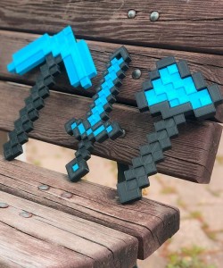 Minecraft Kılıç-kazma-balta Üçlü Elmas Set / Minecraft Üçlü Oyuncak Elmas Set